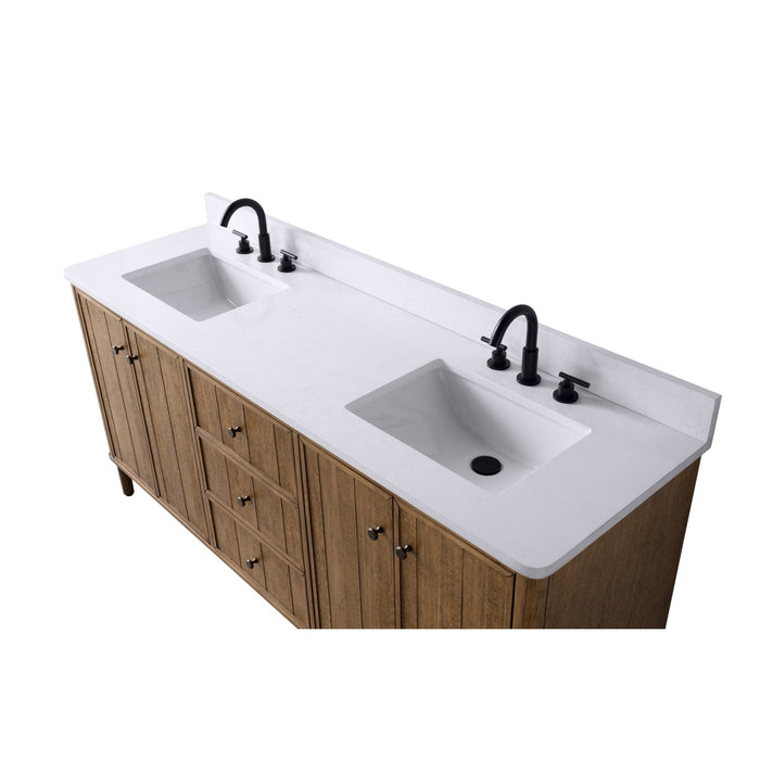 Vanity Art 72" Double Sink Freestanding Bathroom Vanity with Engineered Stone Top - HomeBeyond