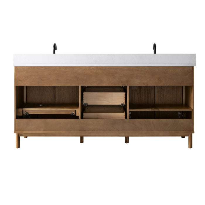 Vanity Art 72" Double Sink Freestanding Bathroom Vanity with Engineered Stone Top - HomeBeyond