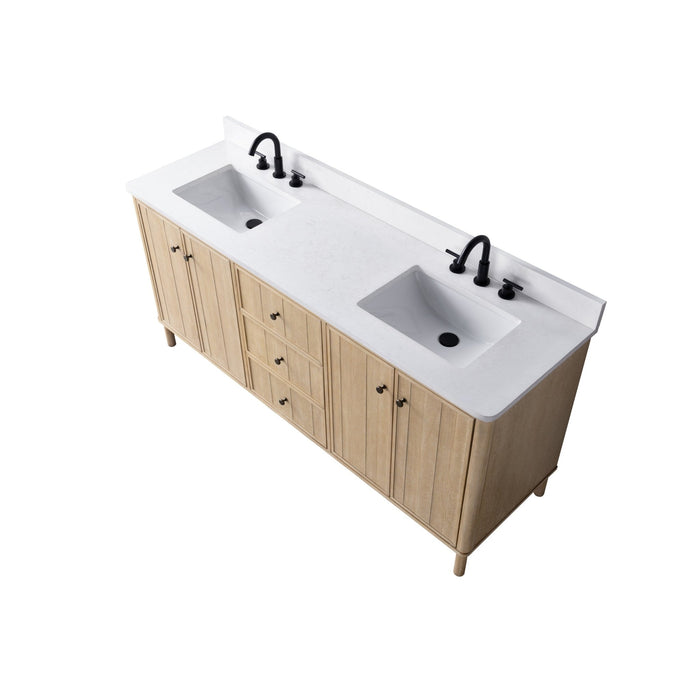 Vanity Art 72" Double Sink Freestanding Bathroom Vanity with Engineered Stone Top - HomeBeyond