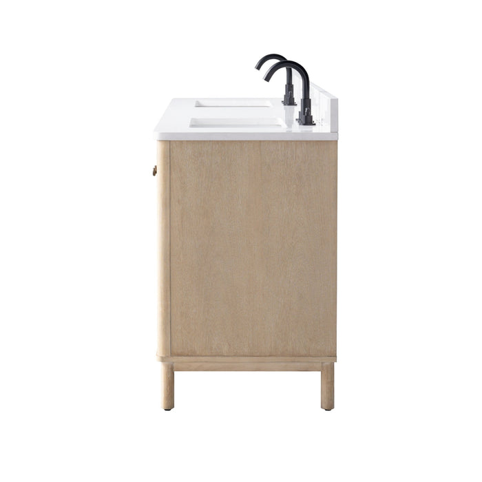 Vanity Art 72" Double Sink Freestanding Bathroom Vanity with Engineered Stone Top - HomeBeyond