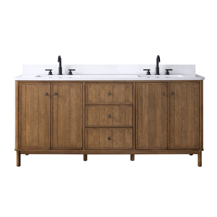 Vanity Art 72" Double Sink Freestanding Bathroom Vanity with Engineered Stone Top - HomeBeyond