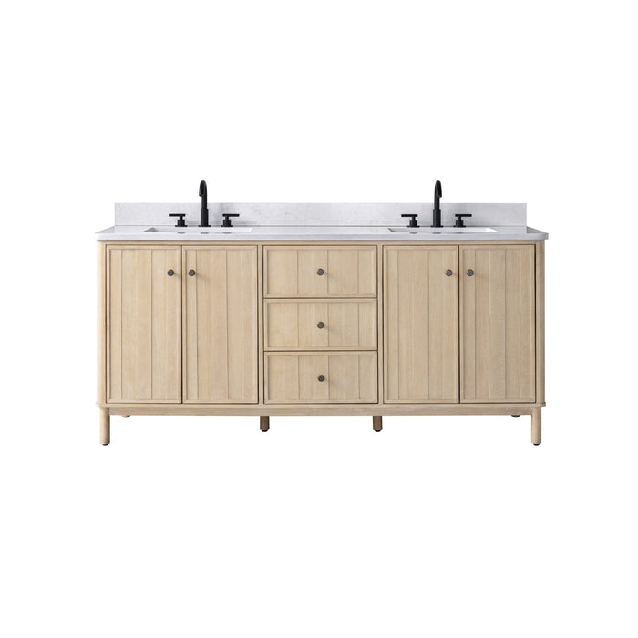 Vanity Art 72" Double Sink Freestanding Bathroom Vanity with Engineered Stone Top - HomeBeyond