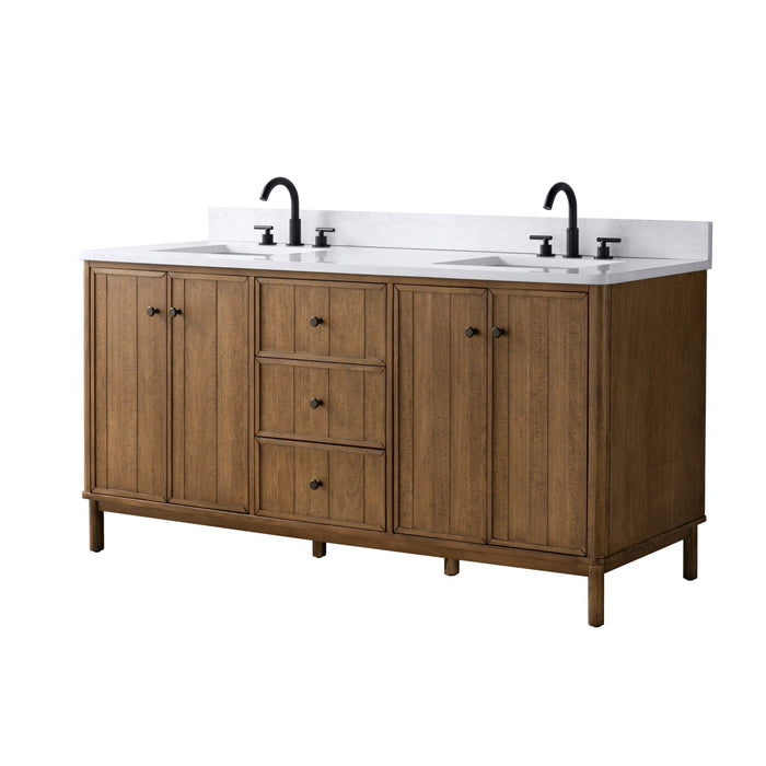 Vanity Art 72" Double Sink Freestanding Bathroom Vanity with Engineered Stone Top - HomeBeyond