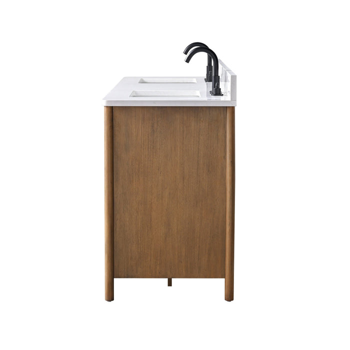 Vanity Art 72" Freestanding Bathroom Vanity with Integrated Finger Pull Doors and Engineered Stone Top - HomeBeyond