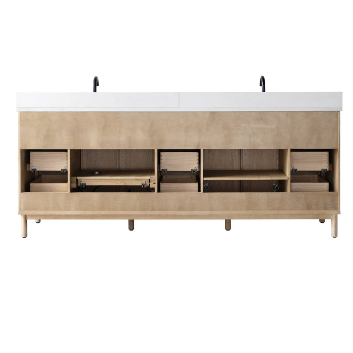 Vanity Art 84" Double Sink Freestanding Bathroom Vanity with Engineered Stone Top - HomeBeyond