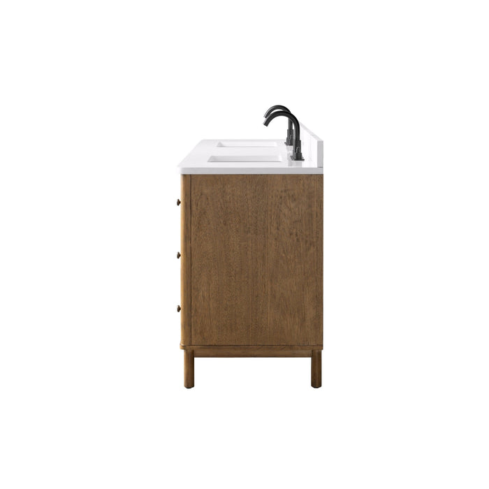 Vanity Art 84" Double Sink Freestanding Bathroom Vanity with Engineered Stone Top - HomeBeyond
