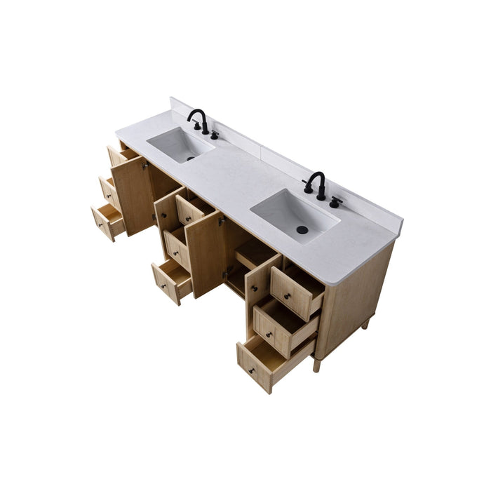 Vanity Art 84" Double Sink Freestanding Bathroom Vanity with Engineered Stone Top - HomeBeyond