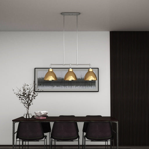 Vanity Art Modern 3-Lights Kitchen Island Pendant Lighting in Satin Nickel with Painted Gold Metal Shade Farmhouse Hanging Lamp Linear Ceiling Light Fixture IL221-3SN-GL - HomeBeyond