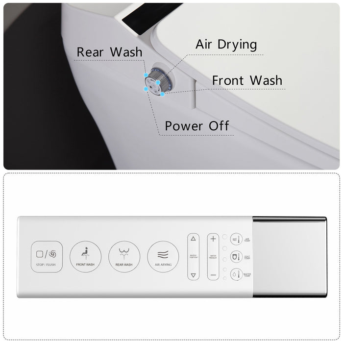 Vanity Art Smart Toilet with Auto Lid Open and Close, Elongated Heat Seat, Warm Water, Air Dry - HomeBeyond