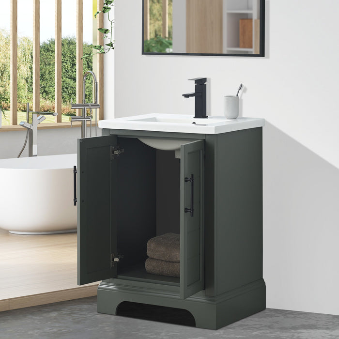 Vannes 24" Single Sink Bathroom Vanity in Silver Grey / White / Vintage Green / Vintage Spruce Blue - HomeBeyond
