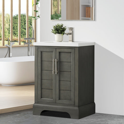 Vannes 24" Single Sink Bathroom Vanity in Silver Grey / White / Vintage Green / Vintage Spruce Blue - HomeBeyond