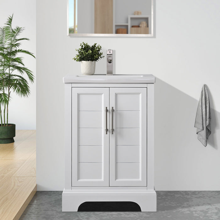 Vannes 24" Single Sink Bathroom Vanity in Silver Grey / White / Vintage Green / Vintage Spruce Blue - HomeBeyond