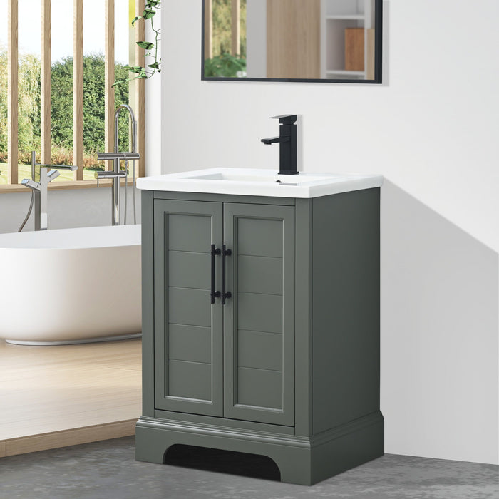 Vannes 24" Single Sink Bathroom Vanity in Silver Grey / White / Vintage Green / Vintage Spruce Blue - HomeBeyond