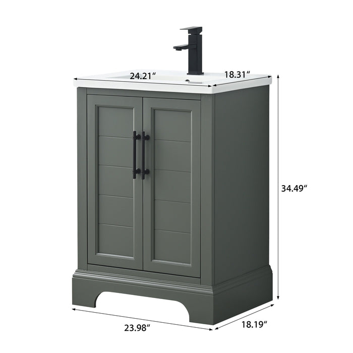 Vannes 24" Single Sink Bathroom Vanity in Silver Grey / White / Vintage Green / Vintage Spruce Blue - HomeBeyond