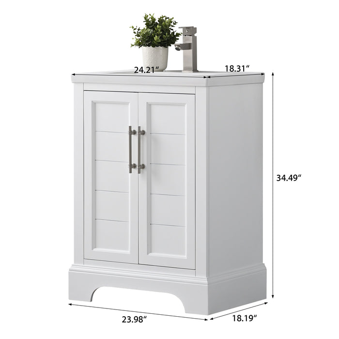 Vannes 24" Single Sink Bathroom Vanity in Silver Grey / White / Vintage Green / Vintage Spruce Blue - HomeBeyond