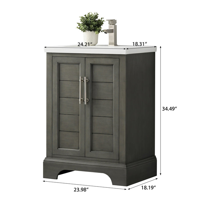 Vannes 24" Single Sink Bathroom Vanity in Silver Grey / White / Vintage Green / Vintage Spruce Blue - HomeBeyond