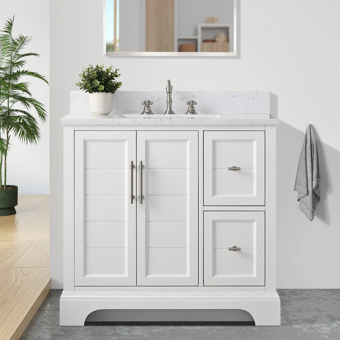 Vannes 36" Single Sink Bathroom Vanity in Silver Grey / White / Vintage Green / Vintage Spruce Blue - HomeBeyond