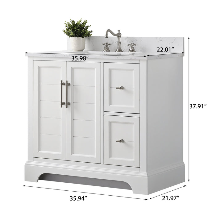 Vannes 36" Single Sink Bathroom Vanity in Silver Grey / White / Vintage Green / Vintage Spruce Blue - HomeBeyond