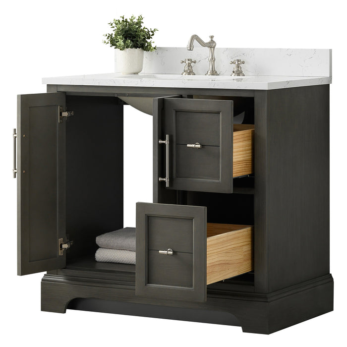 Vannes 36" Single Sink Bathroom Vanity in Silver Grey / White / Vintage Green / Vintage Spruce Blue - HomeBeyond