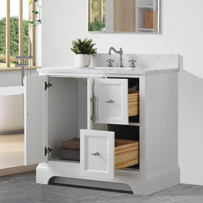 Vannes 36" Single Sink Bathroom Vanity in Silver Grey / White / Vintage Green / Vintage Spruce Blue - HomeBeyond