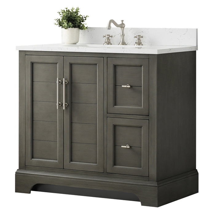 Vannes 36" Single Sink Bathroom Vanity in Silver Grey / White / Vintage Green / Vintage Spruce Blue - HomeBeyond