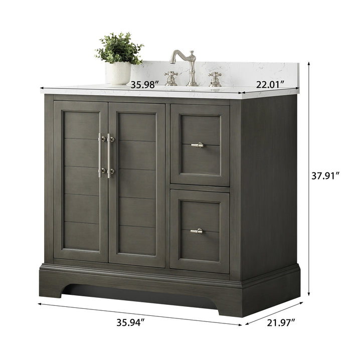 Vannes 36" Single Sink Bathroom Vanity in Silver Grey / White / Vintage Green / Vintage Spruce Blue - HomeBeyond