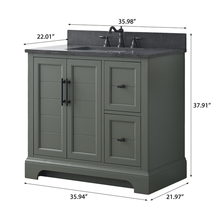 Vannes 36" Single Sink Bathroom Vanity in Silver Grey / White / Vintage Green / Vintage Spruce Blue - HomeBeyond