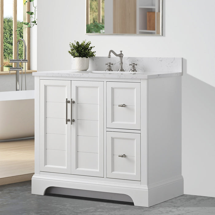 Vannes 36" Single Sink Bathroom Vanity in Silver Grey / White / Vintage Green / Vintage Spruce Blue - HomeBeyond