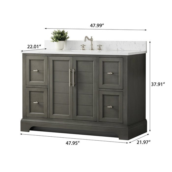 Vannes 48" Single Sink Bathroom Vanity in Silver Grey / White / Vintage Green / Vintage Spruce Blue - HomeBeyond