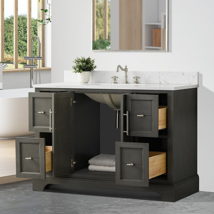 Vannes 48" Single Sink Bathroom Vanity in Silver Grey / White / Vintage Green / Vintage Spruce Blue - HomeBeyond
