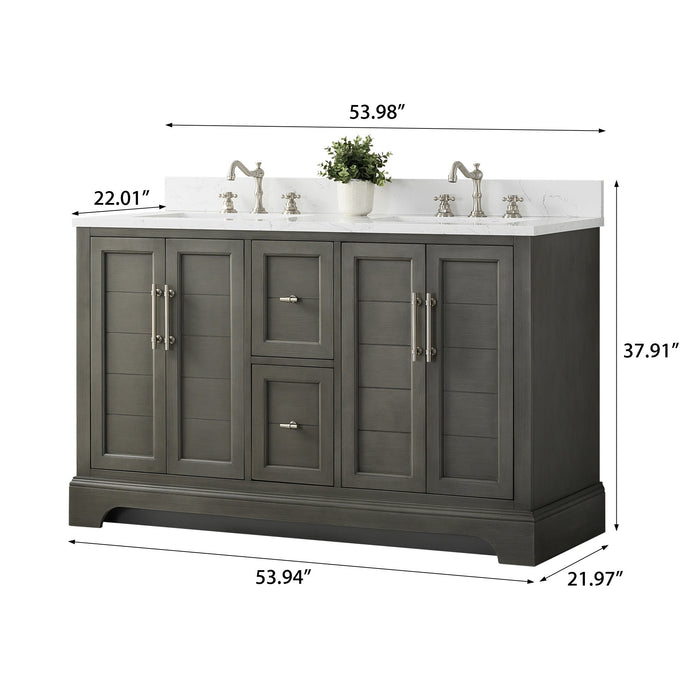 Vannes 54" Double Sink Bathroom Vanity in Silver Grey / White / Vintage Green / Vintage Spruce Blue - HomeBeyond
