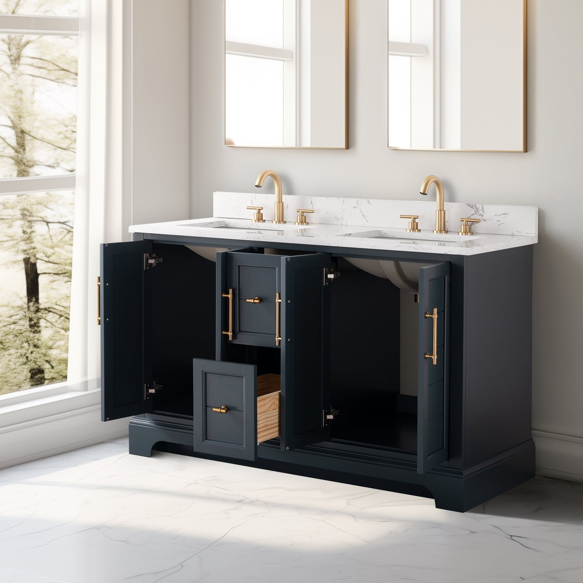 54 Inch Double Sink Bathroom Vanity – Vannes — HomeBeyond