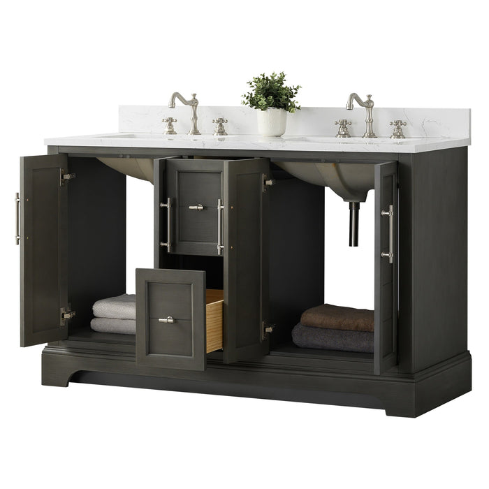 Vannes 54" Double Sink Bathroom Vanity in Silver Grey / White / Vintage Green / Vintage Spruce Blue - HomeBeyond