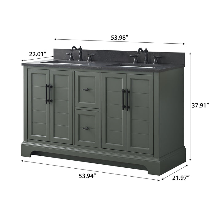 Vannes 54" Double Sink Bathroom Vanity in Silver Grey / White / Vintage Green / Vintage Spruce Blue - HomeBeyond