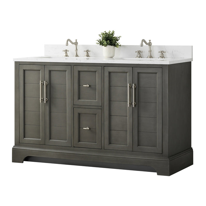 Vannes 54" Double Sink Bathroom Vanity in Silver Grey / White / Vintage Green / Vintage Spruce Blue - HomeBeyond