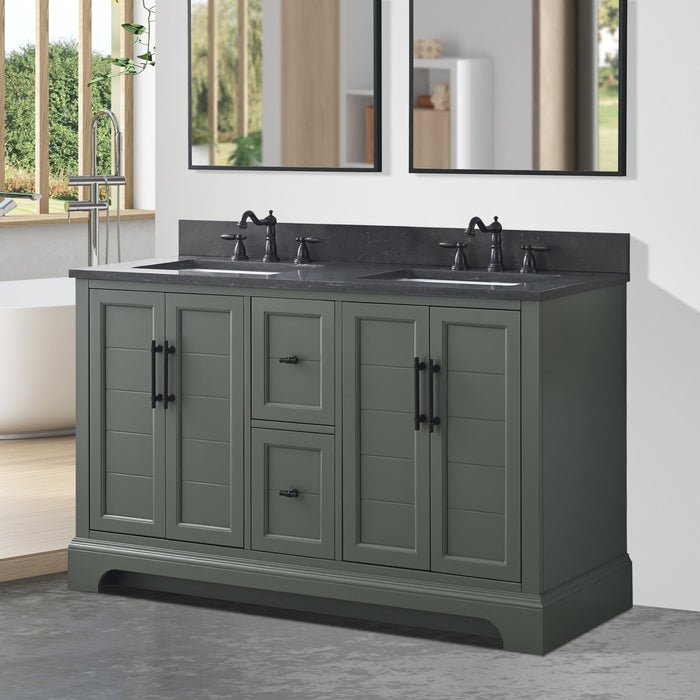 Vannes 54" Double Sink Bathroom Vanity in Silver Grey / White / Vintage Green / Vintage Spruce Blue - HomeBeyond