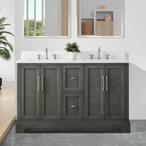 Vannes 54" Double Sink Bathroom Vanity in Silver Grey / White / Vintage Green / Vintage Spruce Blue - HomeBeyond