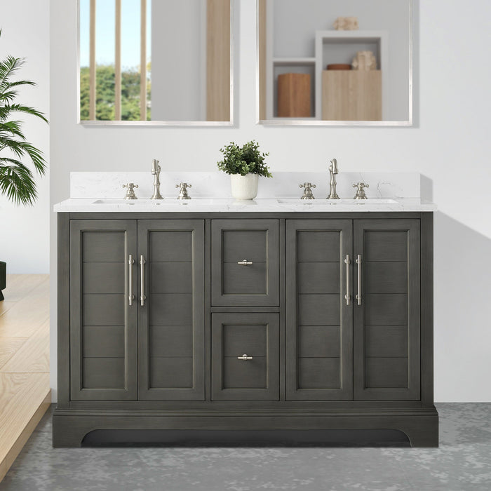 Vannes 54" Double Sink Bathroom Vanity in Silver Grey / White / Vintage Green / Vintage Spruce Blue - HomeBeyond