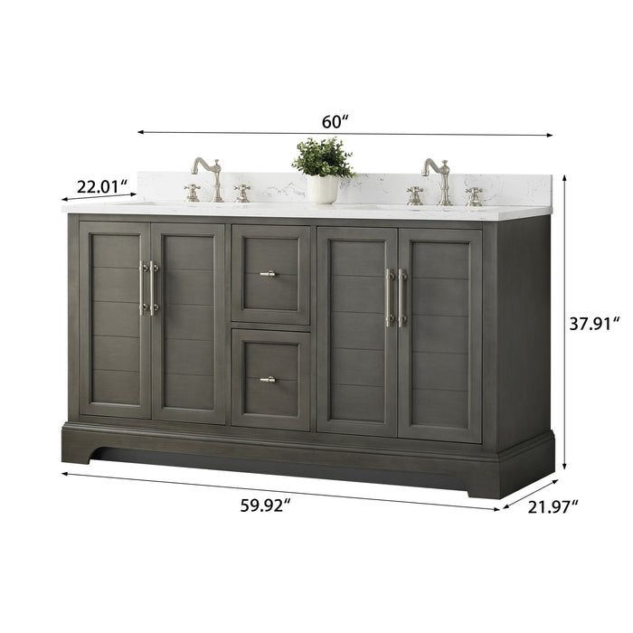 Vannes 60" Double Sink Bathroom Vanity in Silver Grey / White / Vintage Green / Vintage Spruce Blue - HomeBeyond