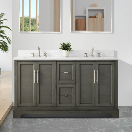 Vannes 60" Double Sink Bathroom Vanity in Silver Grey / White / Vintage Green / Vintage Spruce Blue - HomeBeyond