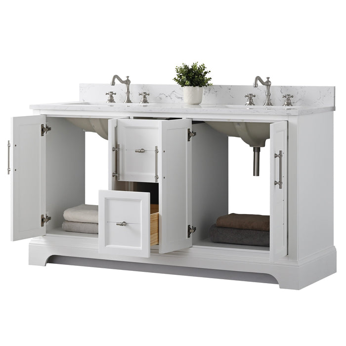 Vannes 60" Double Sink Bathroom Vanity in Silver Grey / White / Vintage Green / Vintage Spruce Blue - HomeBeyond