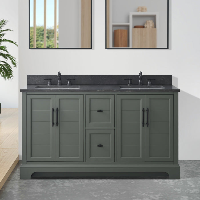 Vannes 60" Double Sink Bathroom Vanity in Silver Grey / White / Vintage Green / Vintage Spruce Blue - HomeBeyond