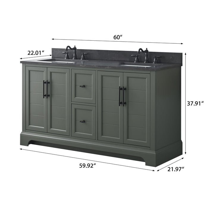 Vannes 60" Double Sink Bathroom Vanity in Silver Grey / White / Vintage Green / Vintage Spruce Blue - HomeBeyond