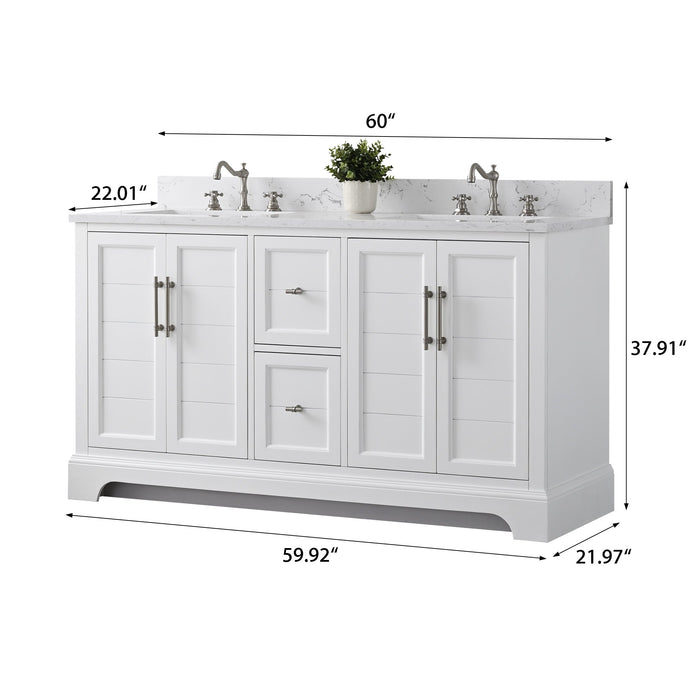Vannes 60" Double Sink Bathroom Vanity in Silver Grey / White / Vintage Green / Vintage Spruce Blue - HomeBeyond