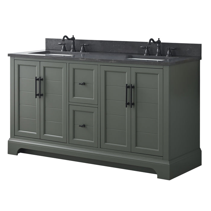 Vannes 60" Double Sink Bathroom Vanity in Silver Grey / White / Vintage Green / Vintage Spruce Blue - HomeBeyond