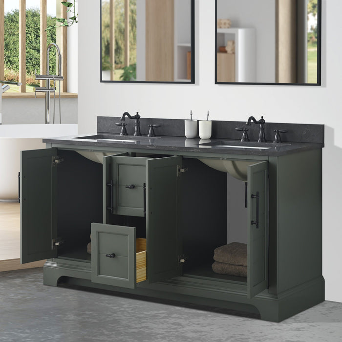 Vannes 60" Double Sink Bathroom Vanity in Silver Grey / White / Vintage Green / Vintage Spruce Blue - HomeBeyond