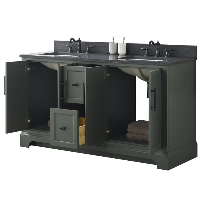 Vannes 60" Double Sink Bathroom Vanity in Silver Grey / White / Vintage Green / Vintage Spruce Blue - HomeBeyond