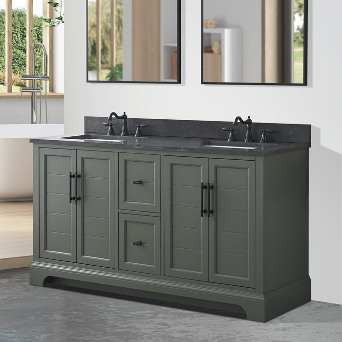 Vannes 60" Double Sink Bathroom Vanity in Silver Grey / White / Vintage Green / Vintage Spruce Blue - HomeBeyond