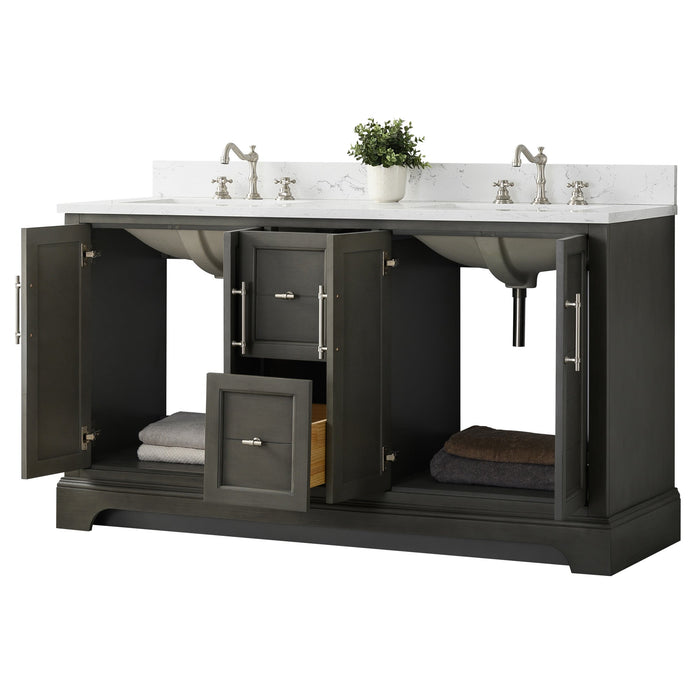 Vannes 60" Double Sink Bathroom Vanity in Silver Grey / White / Vintage Green / Vintage Spruce Blue - HomeBeyond