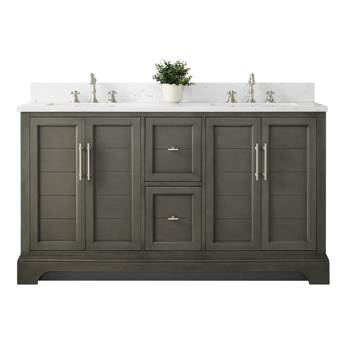 Vannes 60" Double Sink Bathroom Vanity in Silver Grey / White / Vintage Green / Vintage Spruce Blue - HomeBeyond